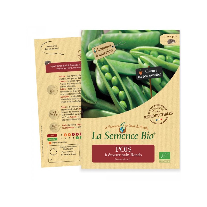 Graines De Pois Gourmands Carouby De Maussane - Sachet 75 G, Variété Productive, Gousses Tendres - Pour Jardin Potager